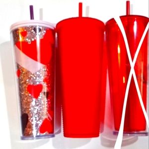 Two Red Limited edition Valentine's 2021 Starbucks Tumblers Coffee/Water Bottles
